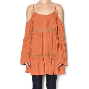 PPLA | Boho Cold Shoulder Top Burnt Orange L
